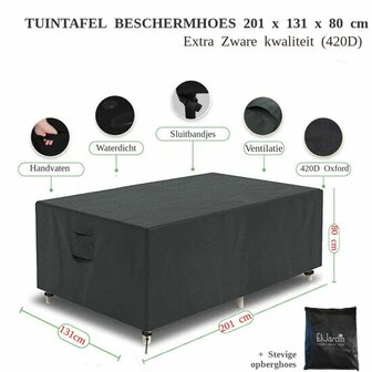 Tafelhoes Tuinmeubelhoes - 201 cm x 131 cm x 80 cm - Beschermhoes Tuintafel Rechthoek - Oxford 600D