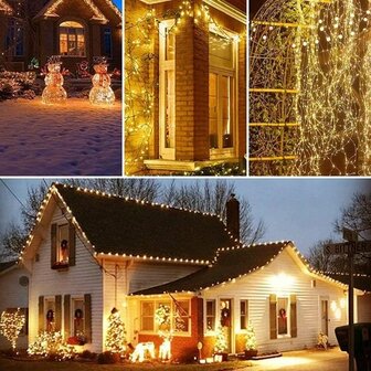 Feestverlichting - LED - Solar verlichting voor buiten - 10 meter - Warm Wit - Gratis LED Foto Knijpers