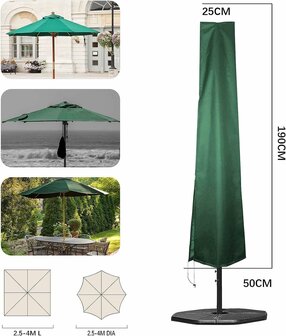 El Jardin - Zweefparasolhoes - groen - 300 cm - parasolbeschermhoes - Parasol