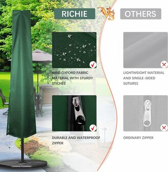 El Jardin - Zweefparasolhoes - groen - 300 cm - parasolbeschermhoes - Parasol