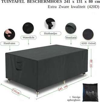 El Jardin - Tafelhoes Tuinmeubelhoes - 241 cm x 181 cm x 80 cm - Beschermhoes Tuintafel Rechthoek - Oxford 600D