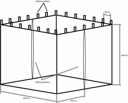 El Jardin - Paviljoen - Insectennet - 300x300 Gaas - Beige - 200cm Hoog