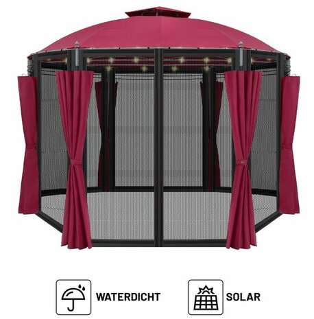 El Jardin - Rond Partytent - 350 cm - Waterdicht Dak - Wanden - Rood - Solar