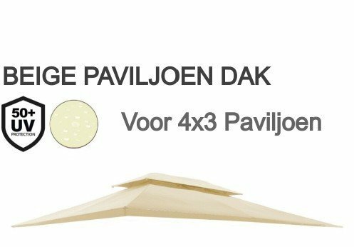 Waterdicht dak voor Partytent - 4x3 - Beige - Voor paviljoen met 6 poten