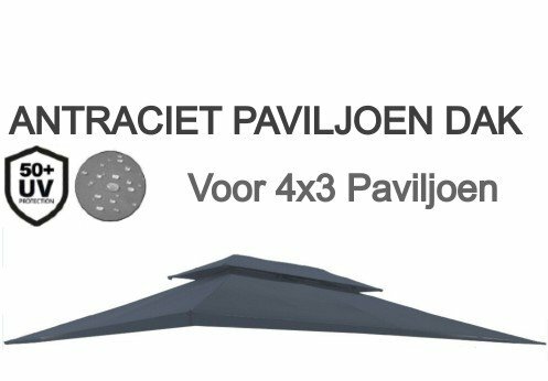 El Jardin - Waterdicht dak voor Partytent - 4x3 - Antraciet - Voor paviljoen met 6 staanders