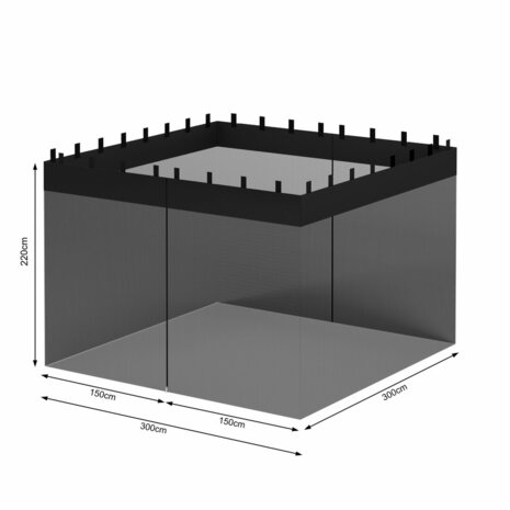 El Jardin - Insectennet - 300 x 300 paviljoen - Zwart - 220cm Hoog