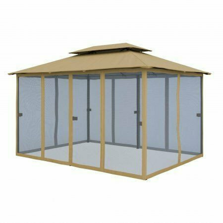 El Jardin - Beige - Insectennet - ca 360 x 260 cm - Voor paviljoen 6 poten - Gaas - Ritssluiting